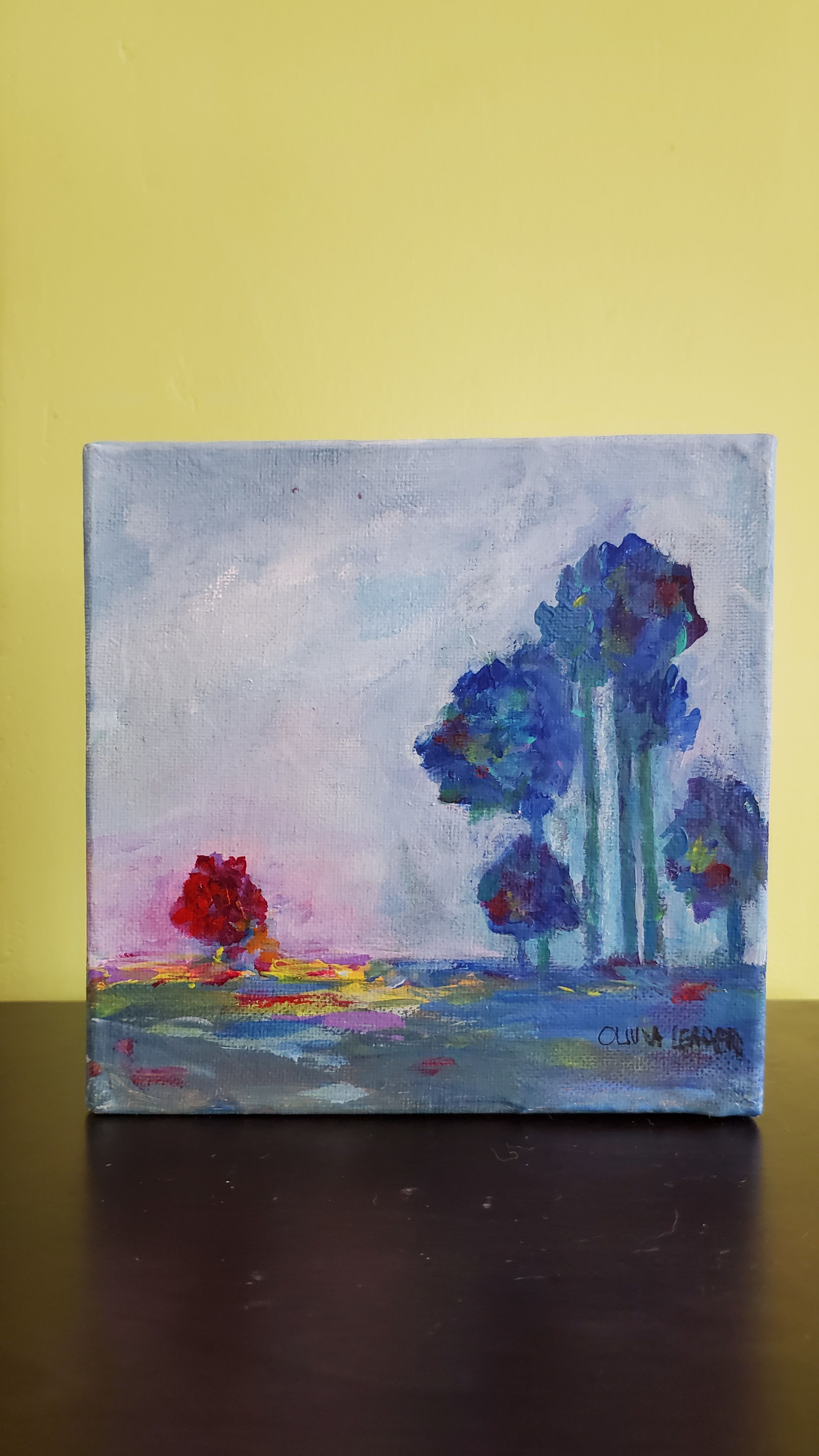 "Denim Trees" mini canvas