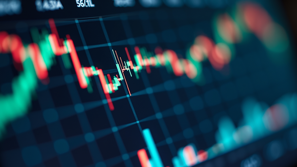 Eye-level view of a financial dashboard displaying key metrics