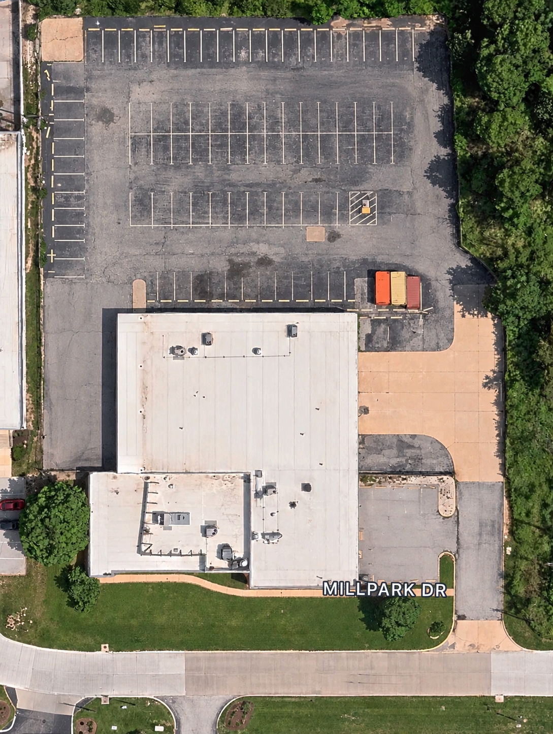 Aerial view of the Park Works outdoor parking property at Millpark Drive