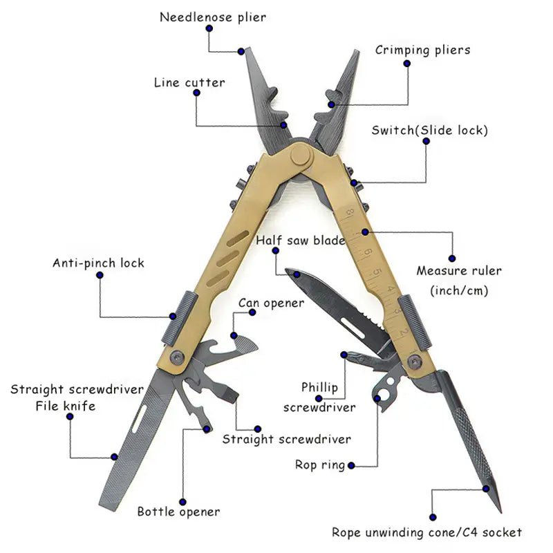 Multitool Multifunctional Stainless steel Pliers For Camping, Hiking and everyda