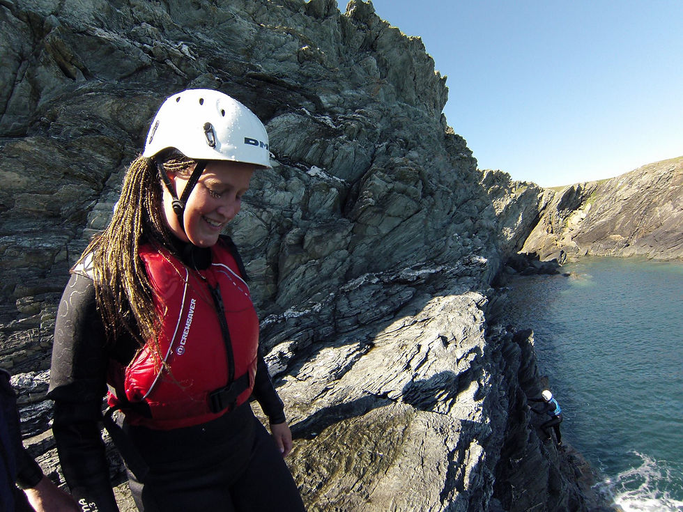 Thumbnail: Coasteering Fun Lady Ready to Leap into The Sea