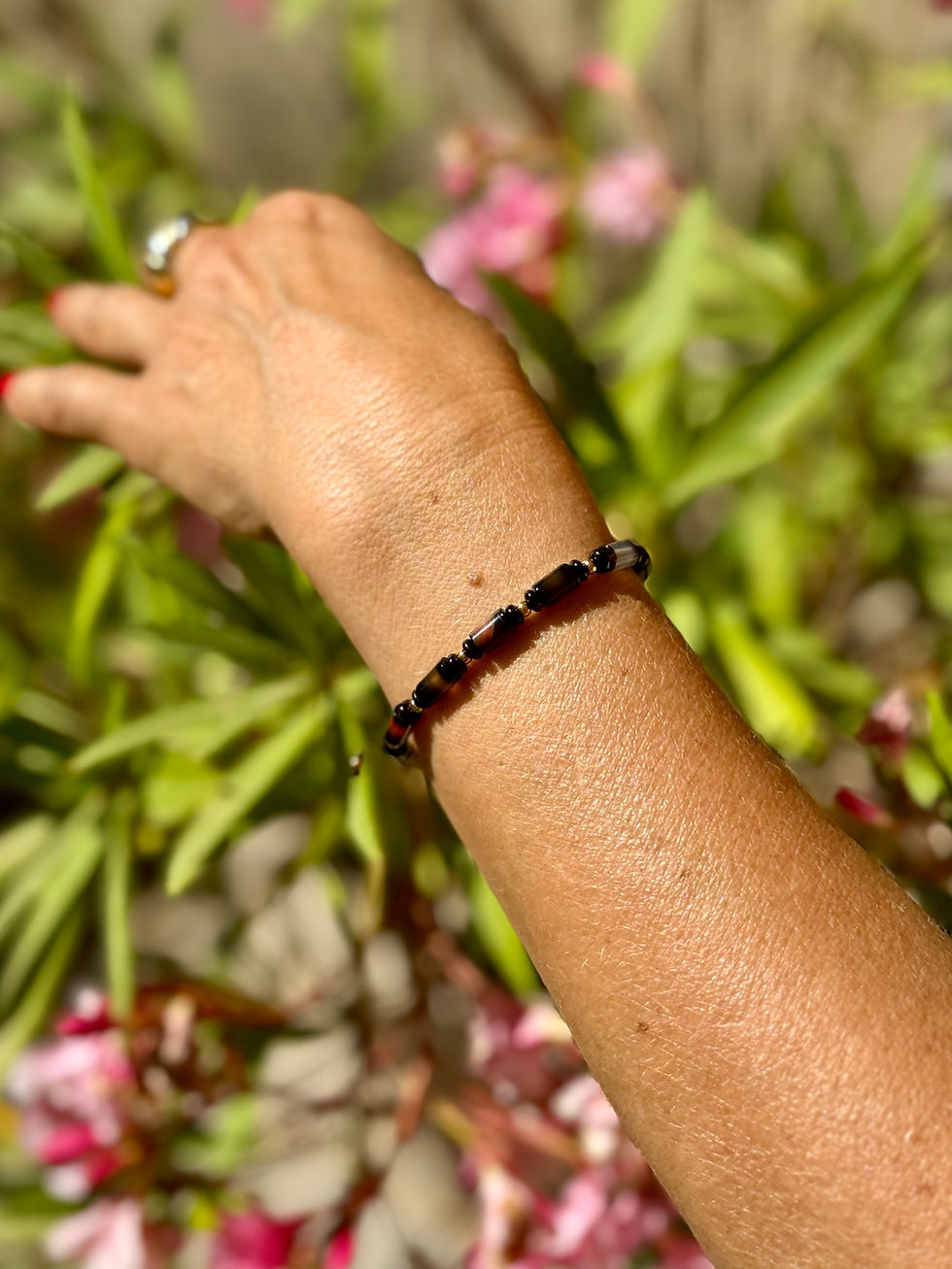 Miniature : bracelet agate noire momanet