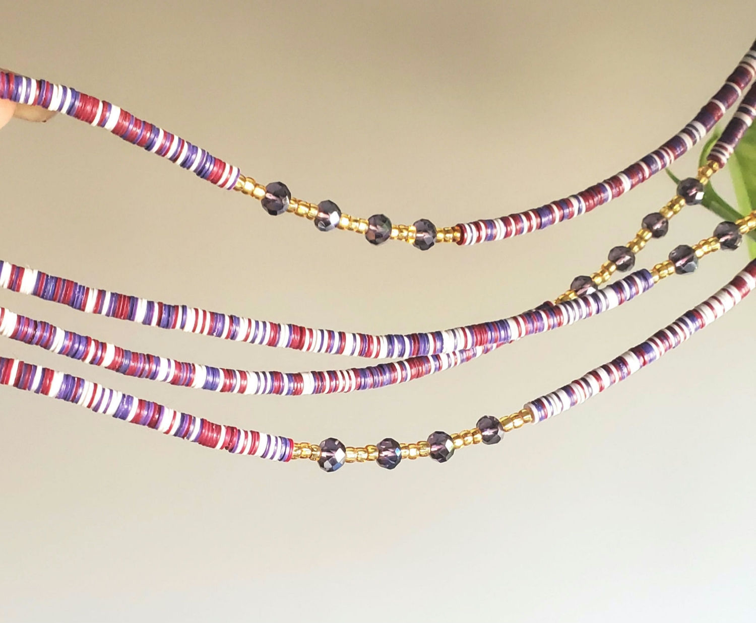 African Waist Beads- Razzleberry