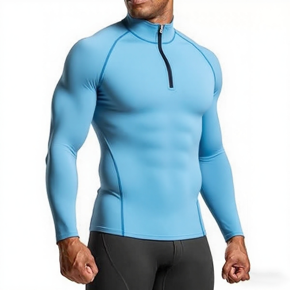 Thumbnail: Men Sportswear Fitness Shirts Slim Long sleeve Gym T-shirt Running Top Tee Tight