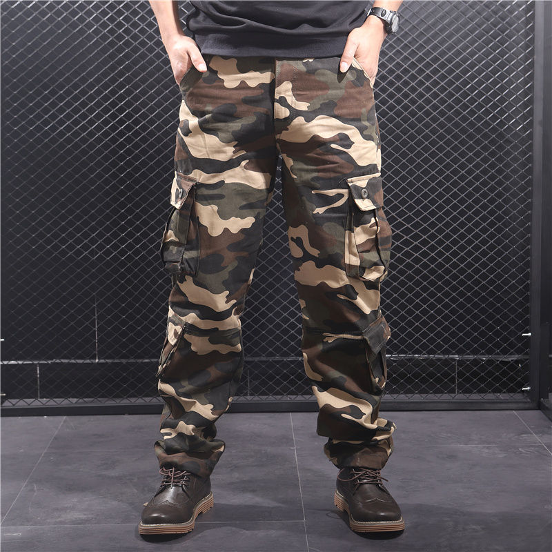 Thumbnail: Camouflage Pants Men Hiking Pants Cargo Work Camo Outdoor Sports Trousers Hip Ho