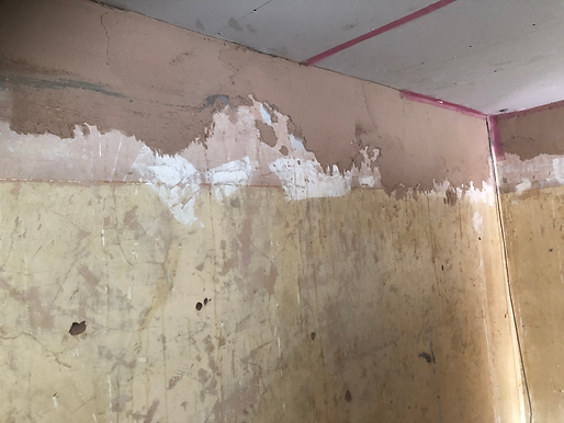 damged plaster replace with fresh bonding and floated level for skimming