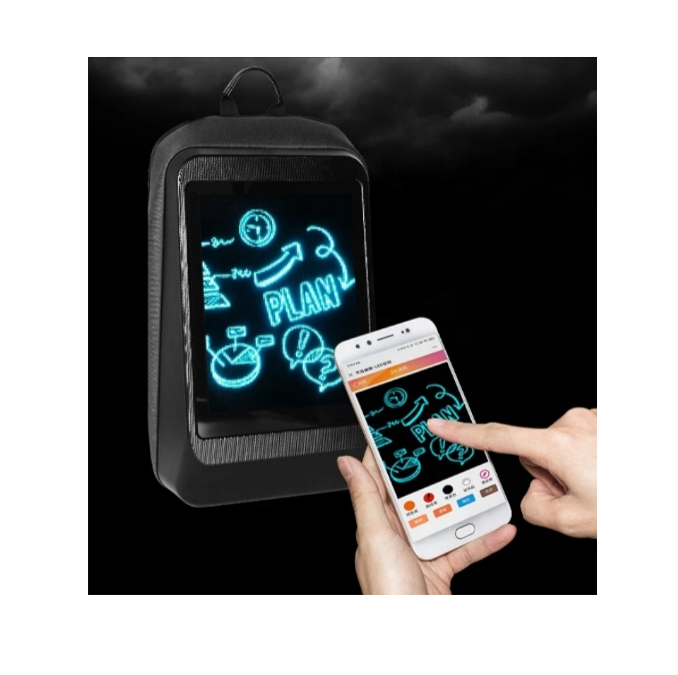 Thumbnail: LED backpack with customizable writing on the screen