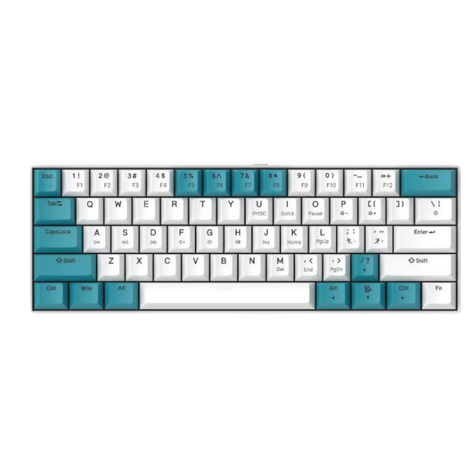White and teal keyboard layout