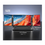Thumbnail: A laptop with two side screens. The main screen is 16 inches, side screens are 10.5 inches each, and the total diagonal is 29.5 inches. The width is 373.95 mm (14.7 inches), and the side screens' height is 260.80 mm (10.3 inches). The background has blue and orange gradients.