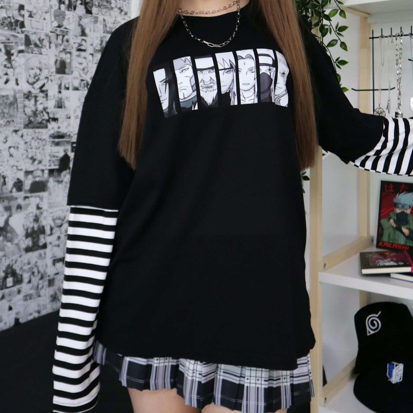 Naruto - T-shirt con mangas de rayas 