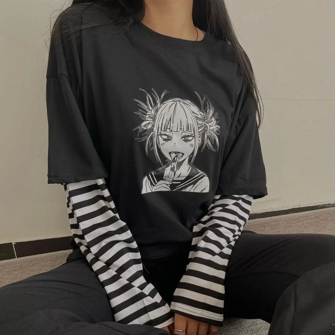 Himiko Toga - Boku No Hero Academia(T-shirt con mangas de rayas)