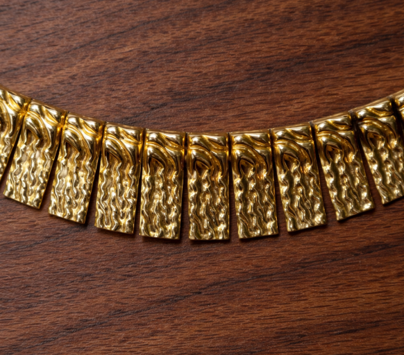 Thumbnail: Vintage Revival Rolled Gold Fringe Link Necklace