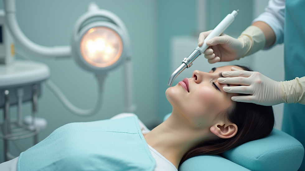 Close-up view of a treatment room with medical cosmetic equipment