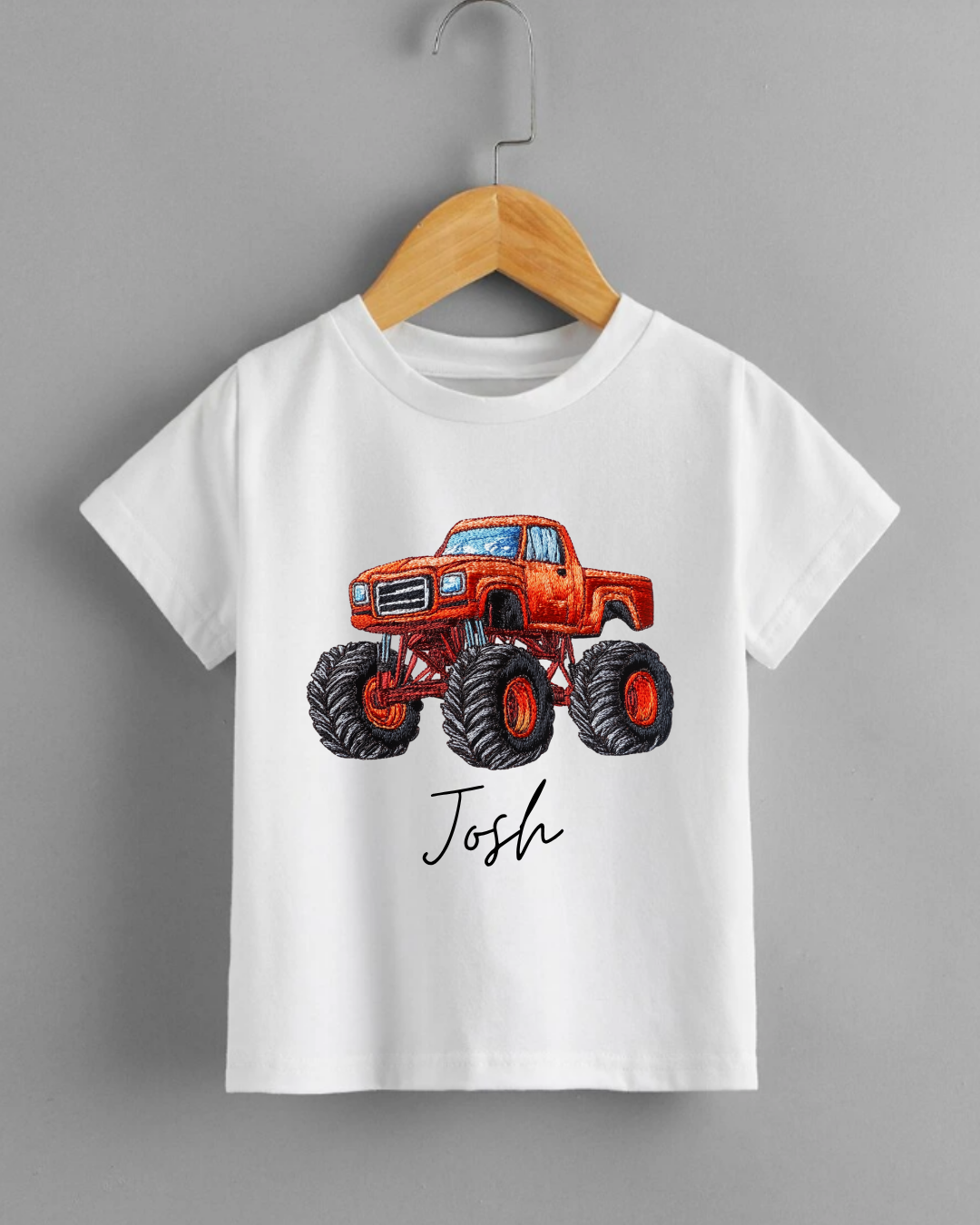 Embroidery Style monster truck T-shirt