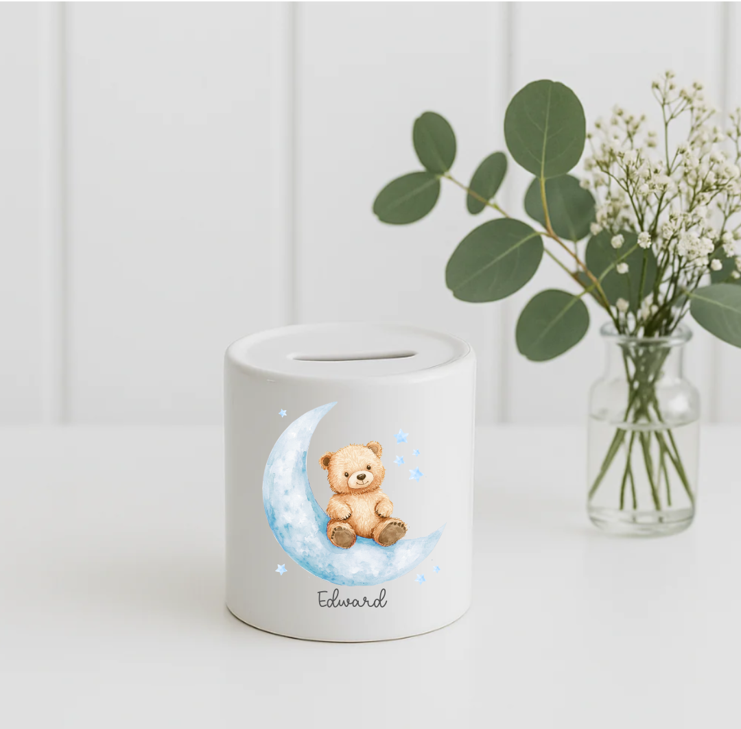 Moon Teddy Bear money box