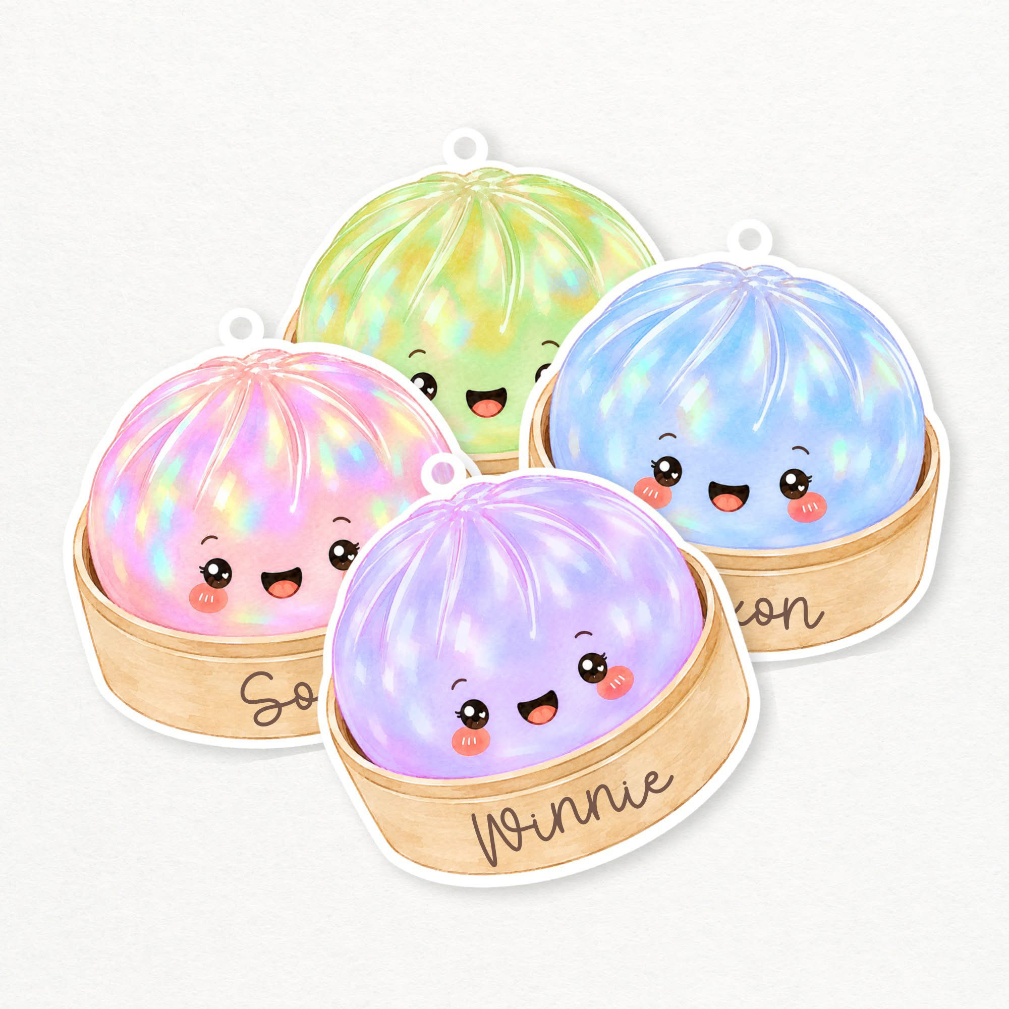 Squishy dumpling personalised keyrings