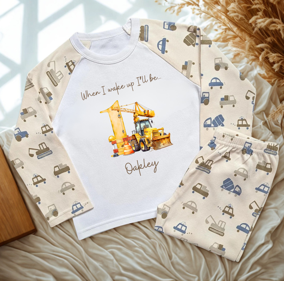 Transport birthday digger pyjamas