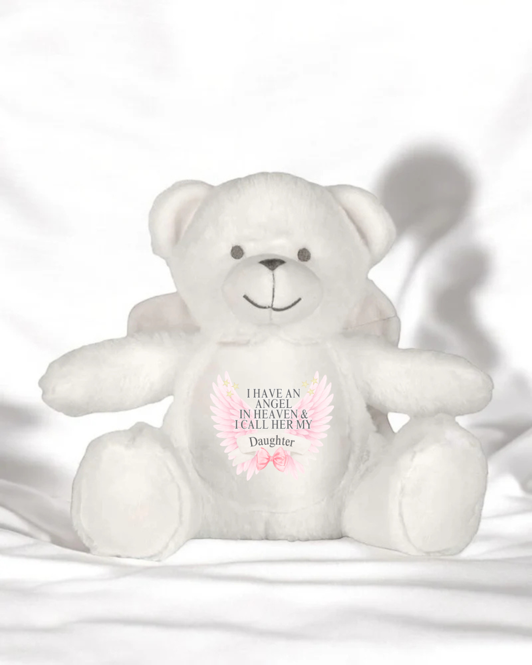 Pink angel wings memorial angel bear