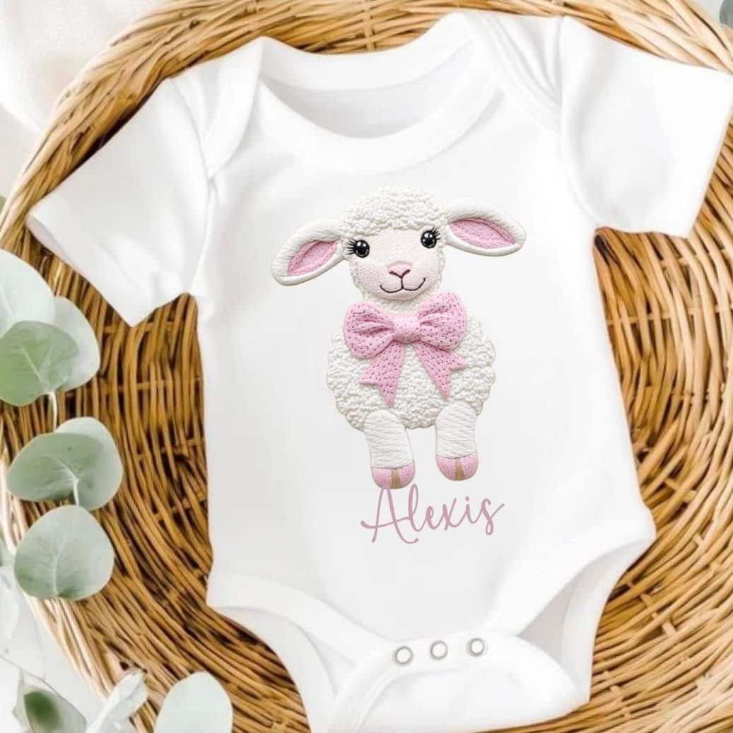 Embroidery Style Baby Lamb vests and T-shirts