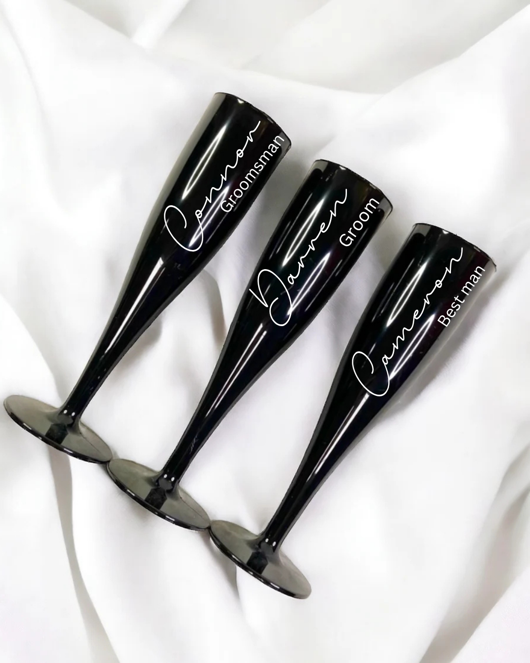 Black champagne flutes