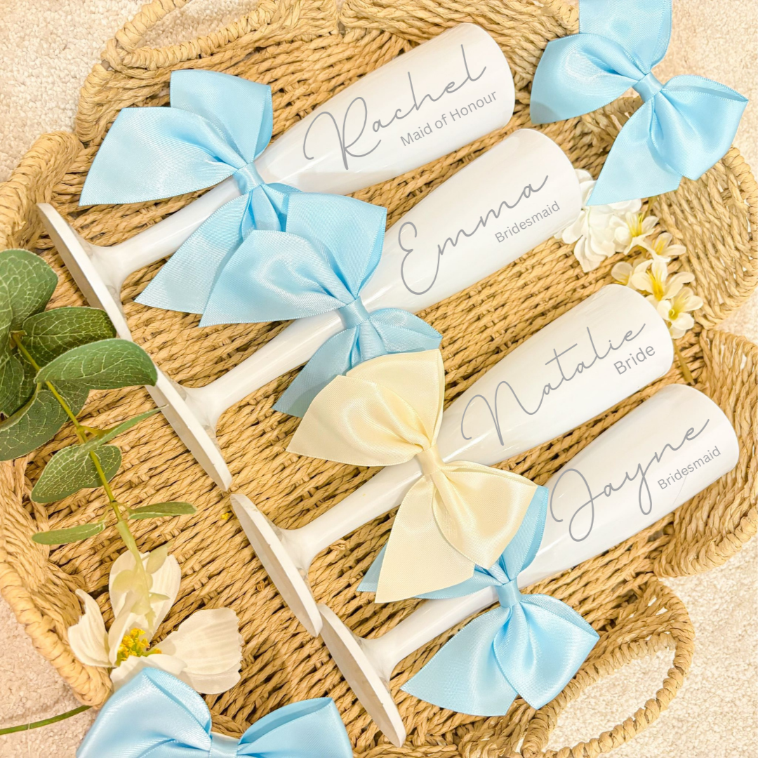 White champagne flutes