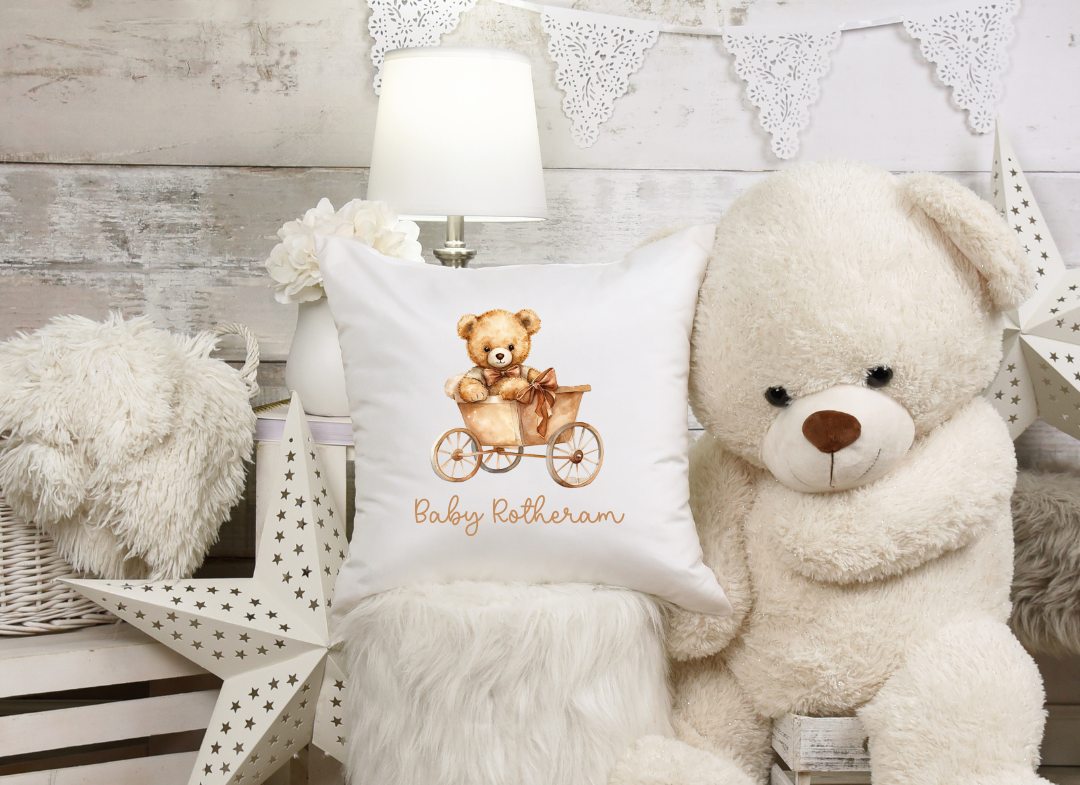 Boho Teddy bear Neutral Newborn Baby Cushion Cover