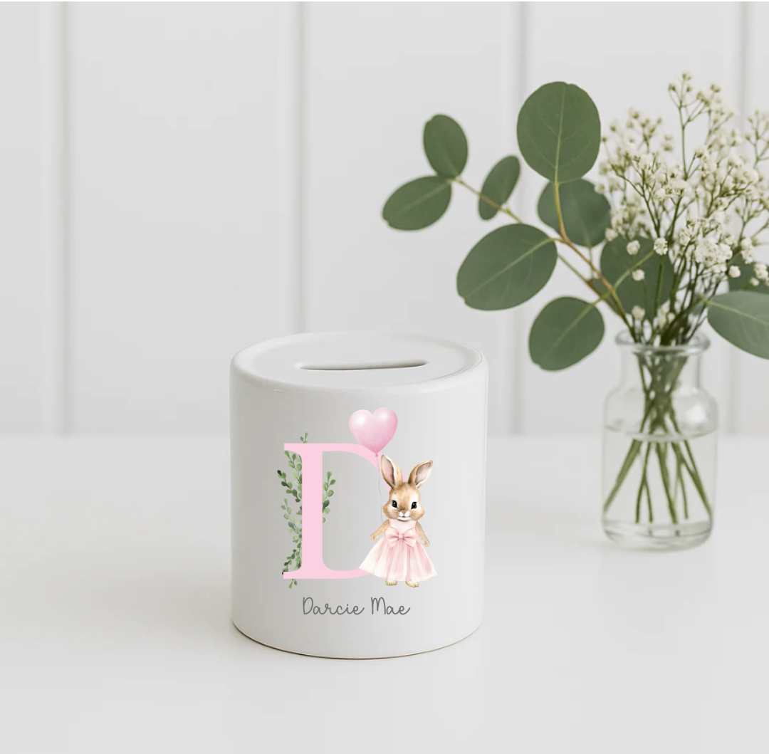 Pink bunny money box
