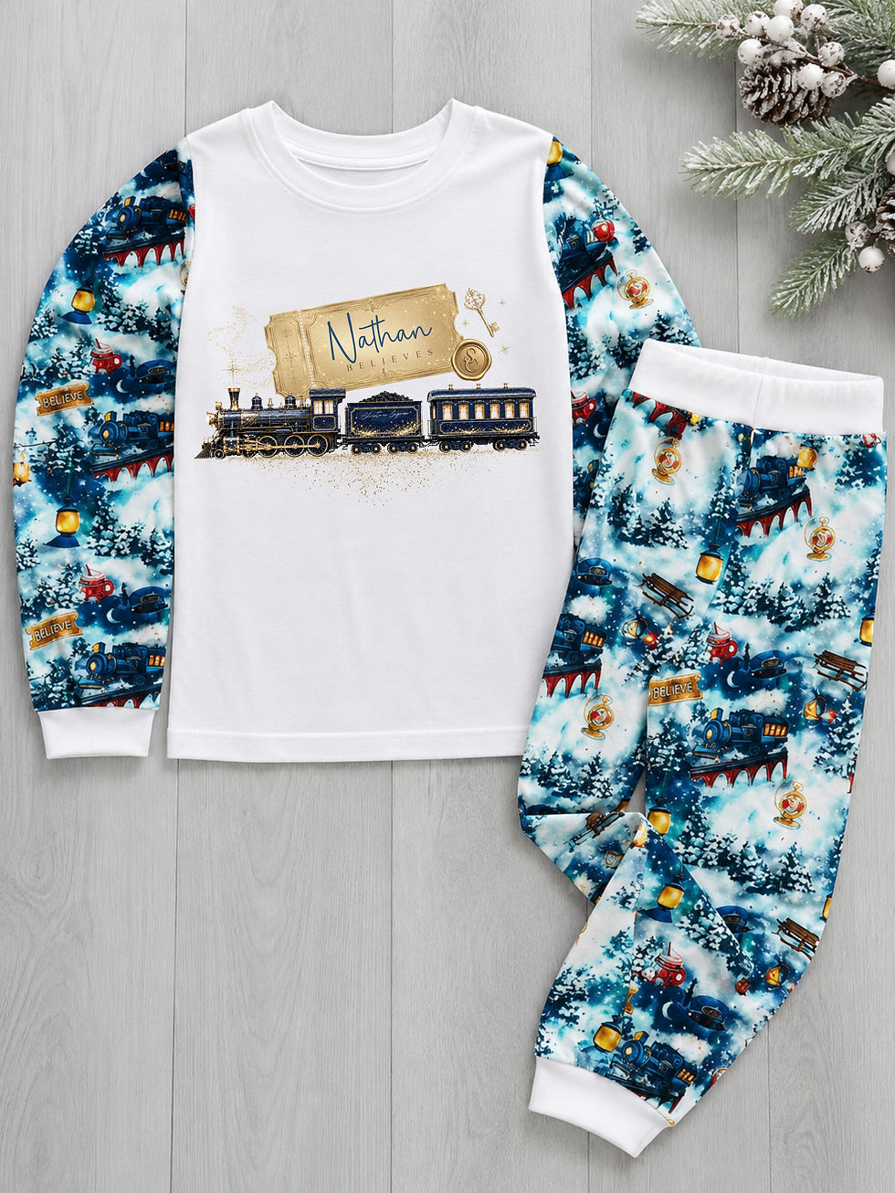 Thumbnail: Polar express matching family Christmas pyjamas