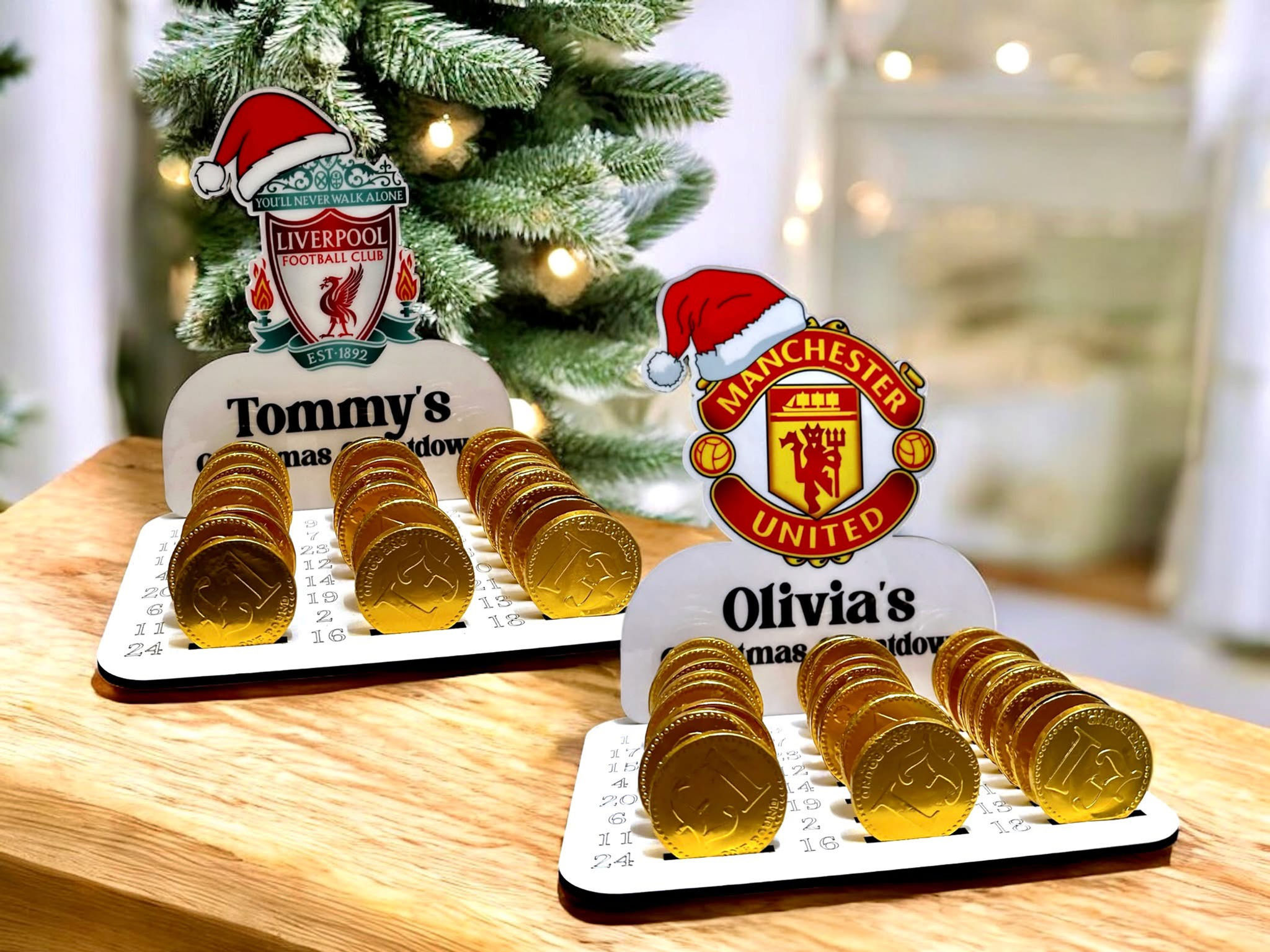 Football team chocolate coin Christmas countdown