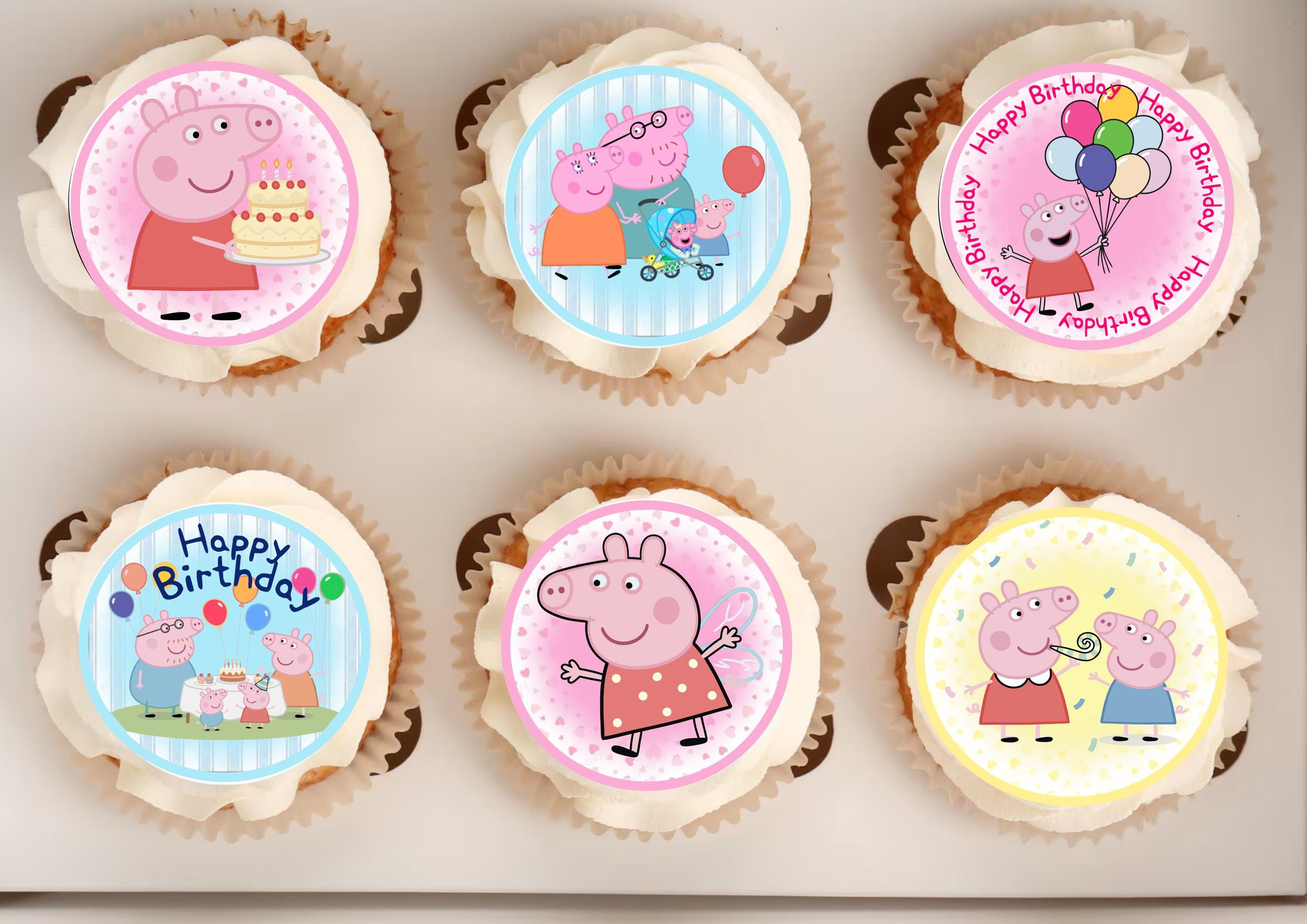 12 Edible Peppa Pig Cupcake Toppers