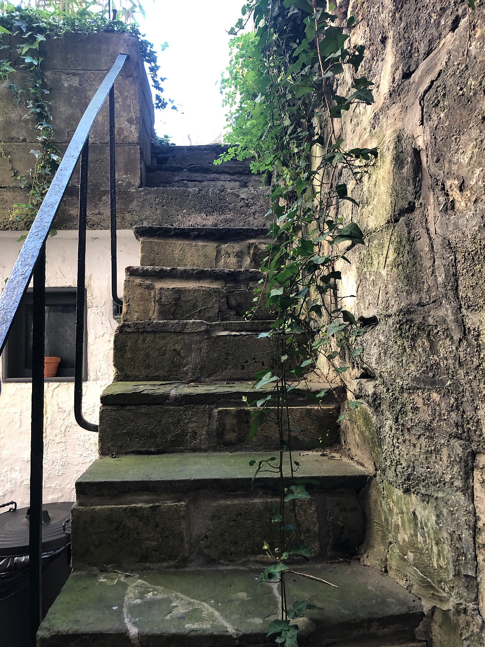 The stairs to the second part of the garden at our Airbnb.