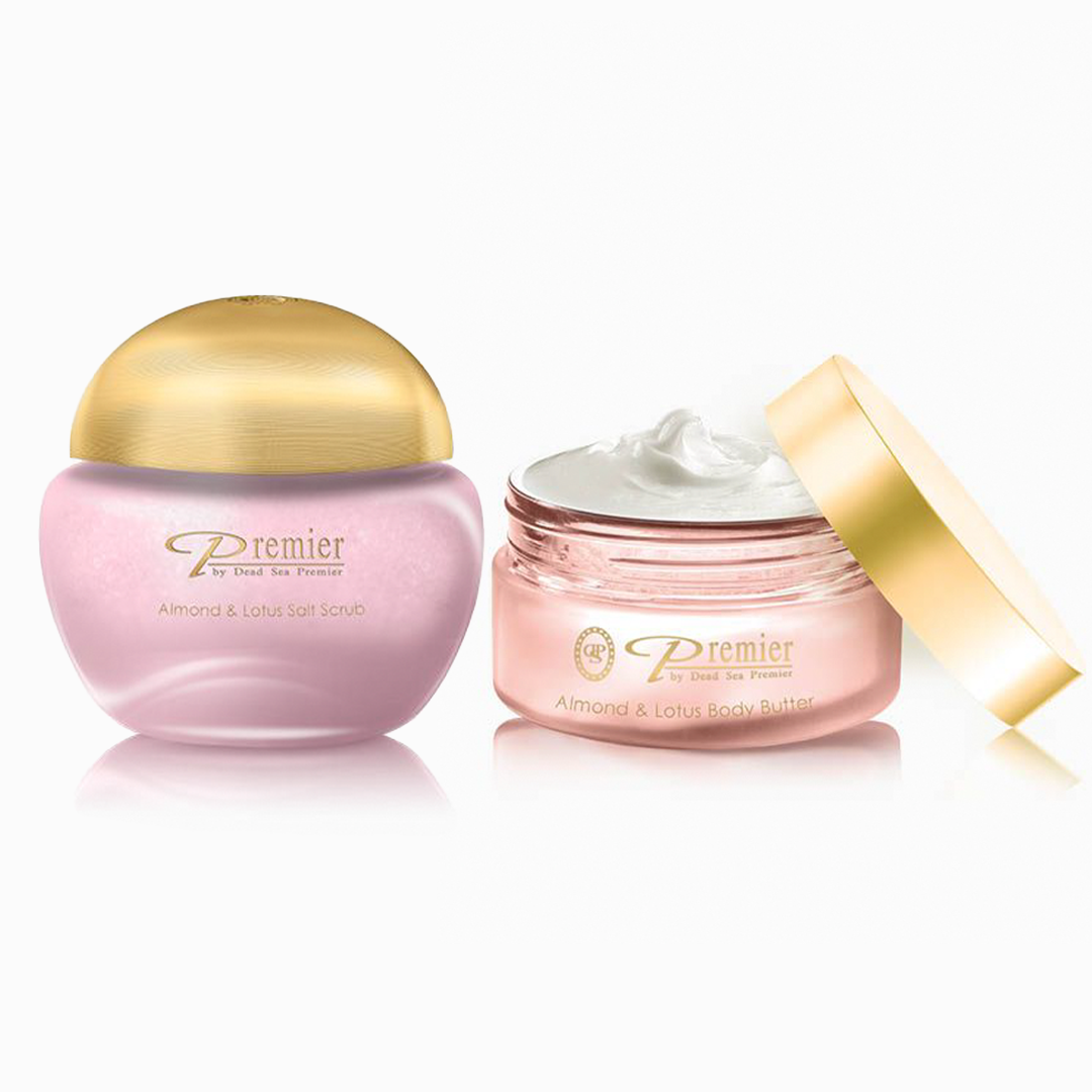 Ексфолиращи соли със сладък бадем и лотус + Масло за тяло със сладък бадем и лот