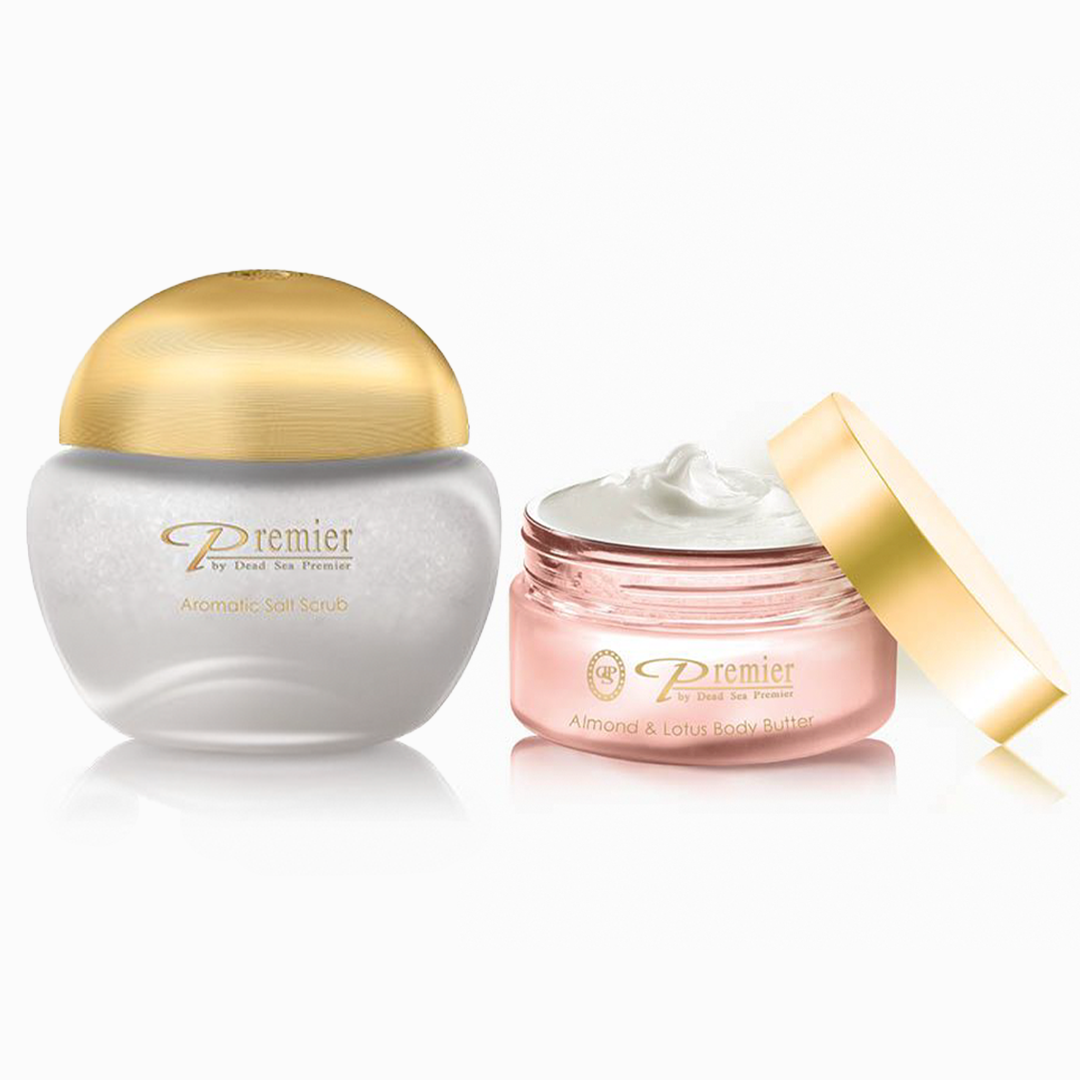 Ексфолиращи соли Екзотик + Масло за тяло със сладък бадем и лотус