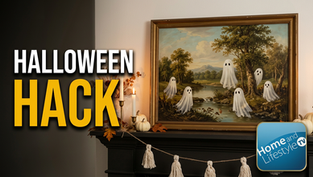 A thrifted oil painting already has the mood. one carefully painted ghost, and suddenly it becomes seasonal art that feels collected instead of kitschy.