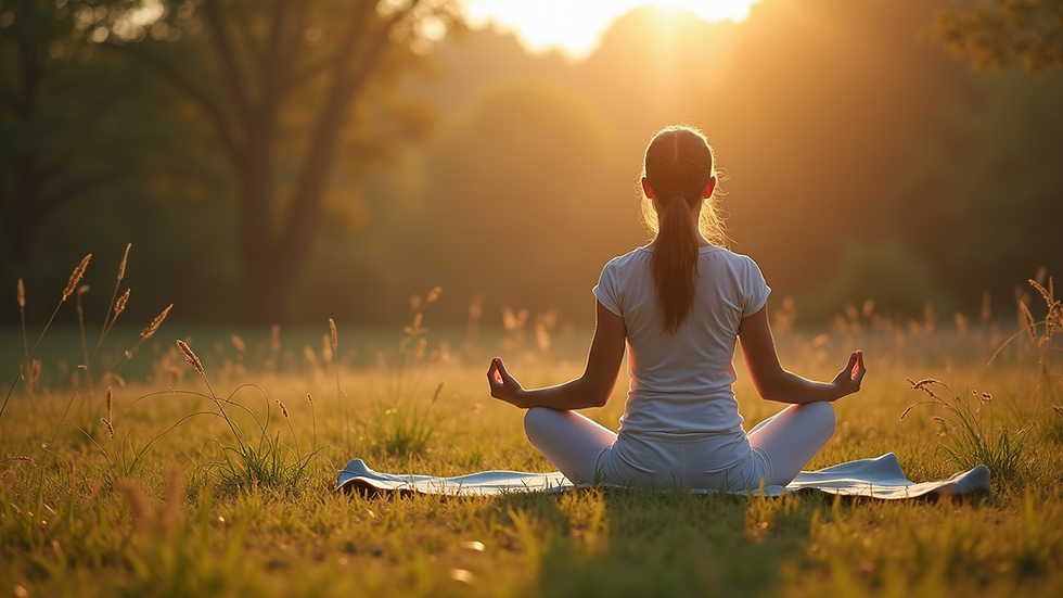 High angle view of a peaceful yoga session in a natural setting