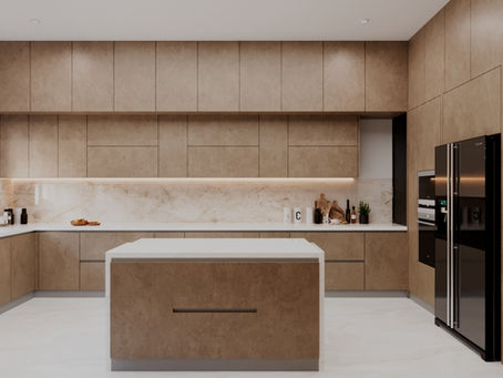 Island modular kitchen in stainless steel