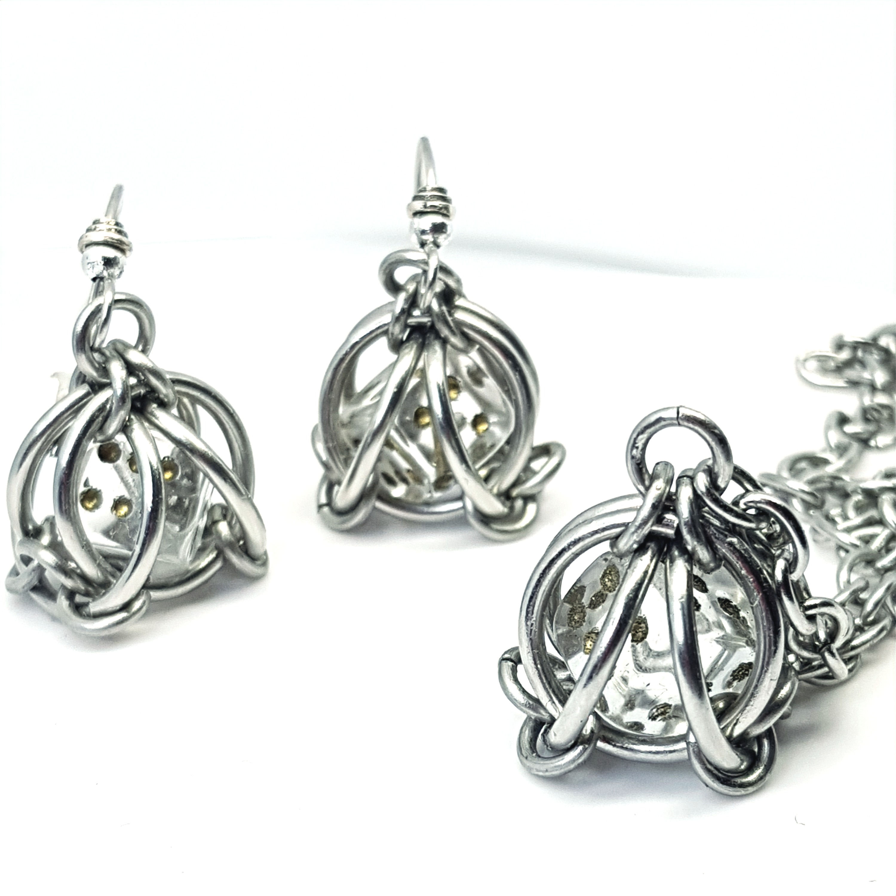 Lucky Dice Carriage Pod Necklace and Earrings Set