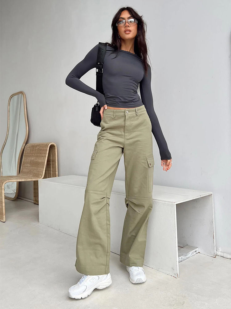 Thumbnail: Women Casual Long Sleeve T-Shirts Spring Autumn Solid Slim Fit Pullovers Tees Sh