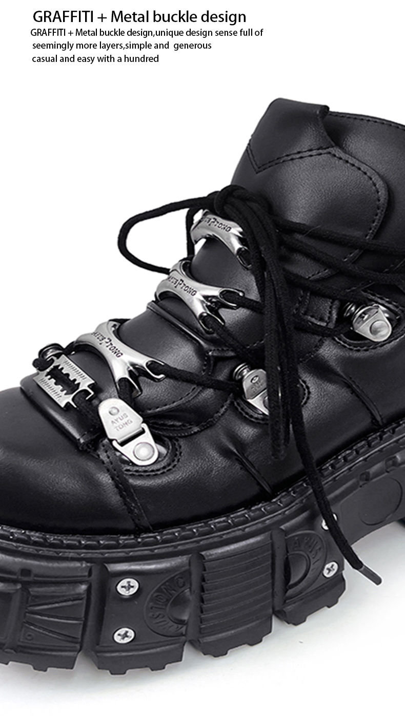 Thumbnail: New Women Shoes Punk Style Lace-up Heel Height 6CM Platform Shoes Woman Gothic A