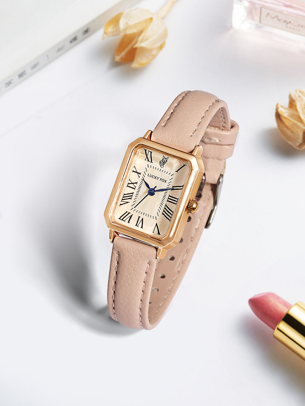 Thumbnail: Fashion Retro Digital Dial Casual Watches Square Leather Strap Fashionable Clock