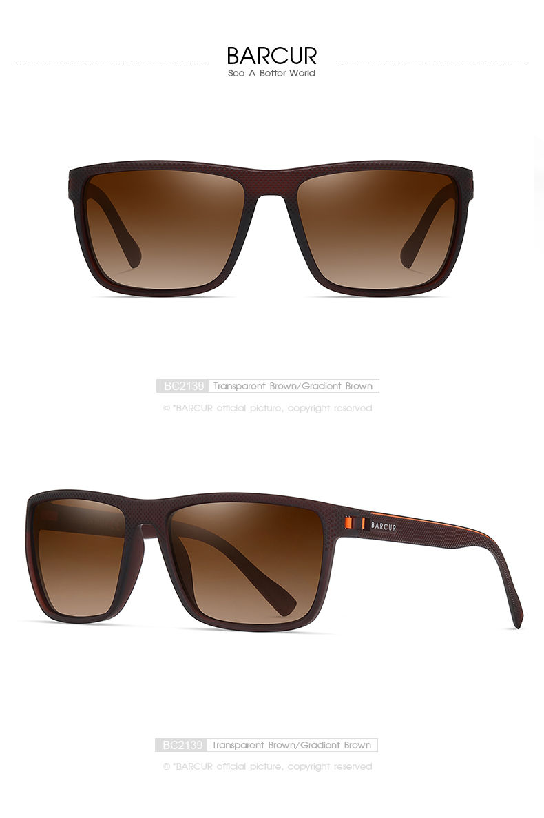 Thumbnail: BARCUR Design TR90 Sunglasses Men Polarized Light Weight Sports Sun Glasses Wome