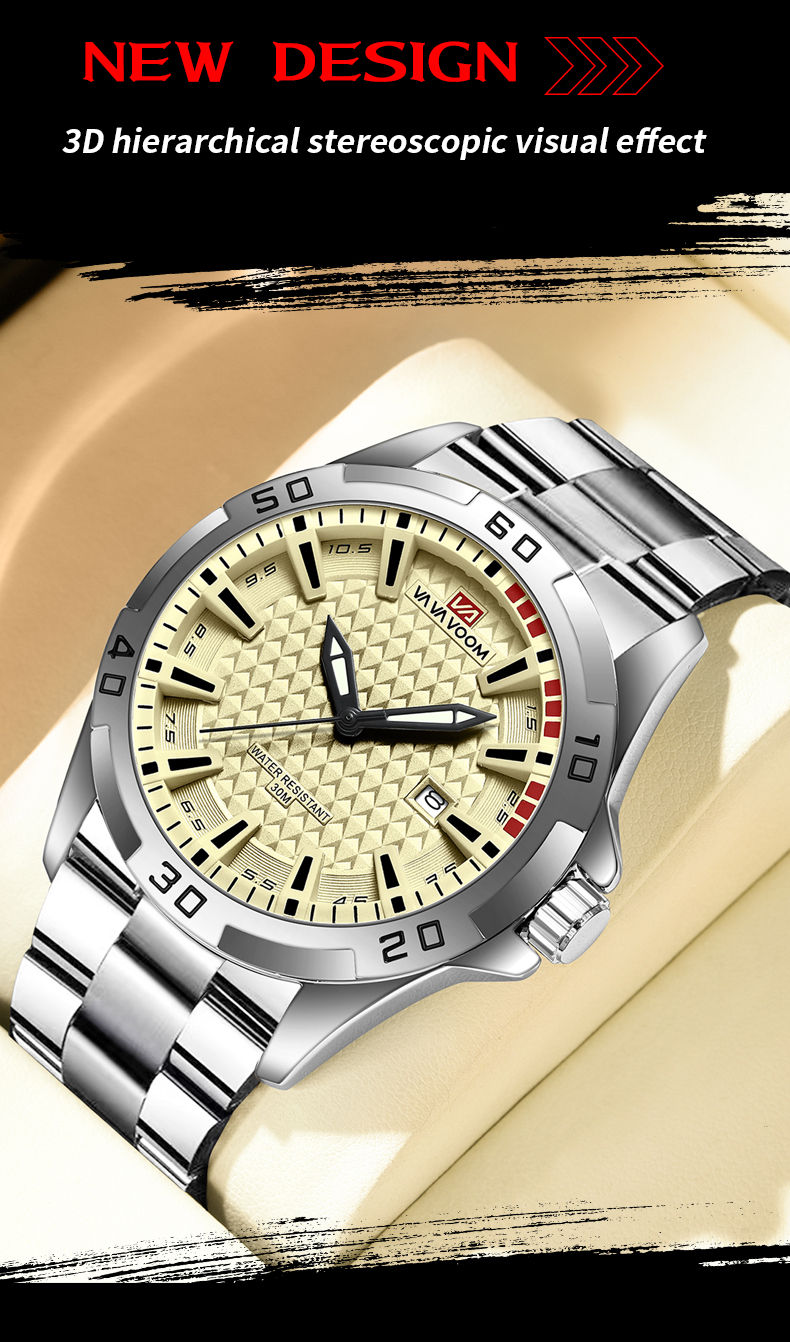 Thumbnail: VA VA VOOM Men Casual Sport Military Quartz Calendar Wrist Watch for Man Busines