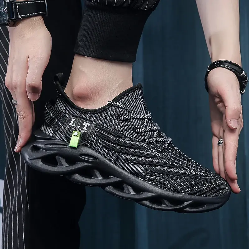 Thumbnail: YRZL Men Sports Running Black Jogging Shoes Casual Sneakers Outdoor Breathable M