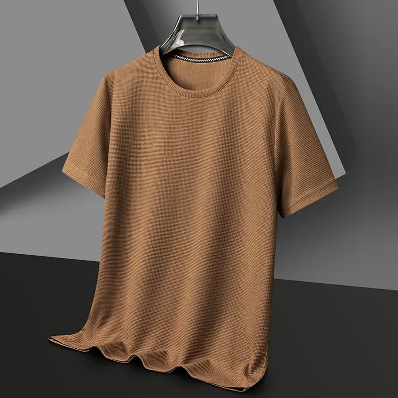 Thumbnail: New Summer Waffle Round Neck Short Sleeved T-shirt for Men's Short Sleeved Top