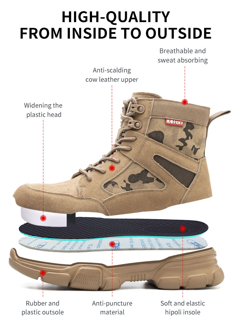 Thumbnail: Outdoor Men Work Boots Safety Shoes Anti-puncture Safety Boot Work Steel Toe Sho