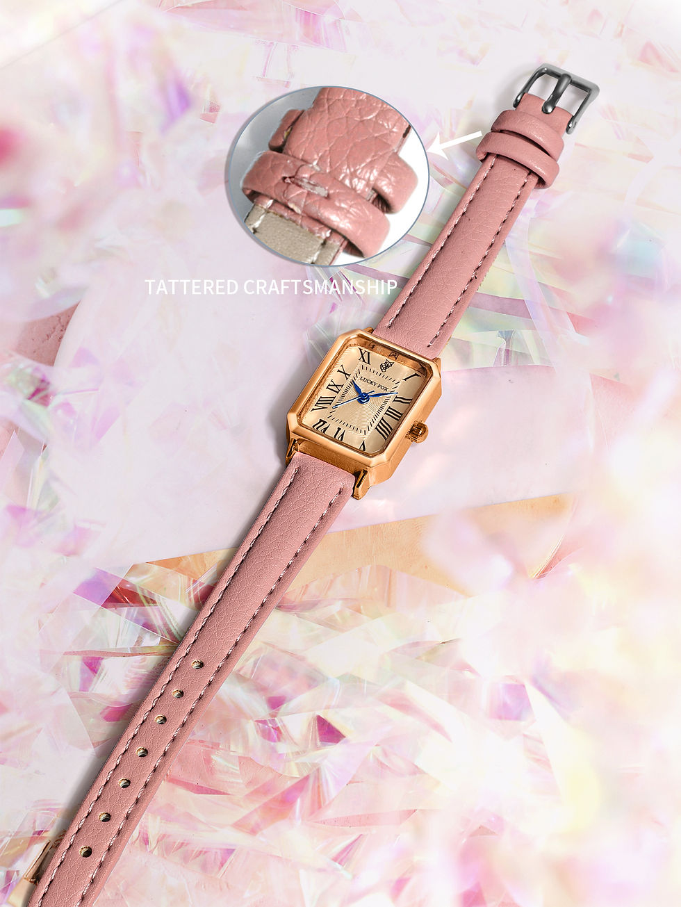 Thumbnail: Fashion Retro Digital Dial Casual Watches Square Leather Strap Fashionable Clock