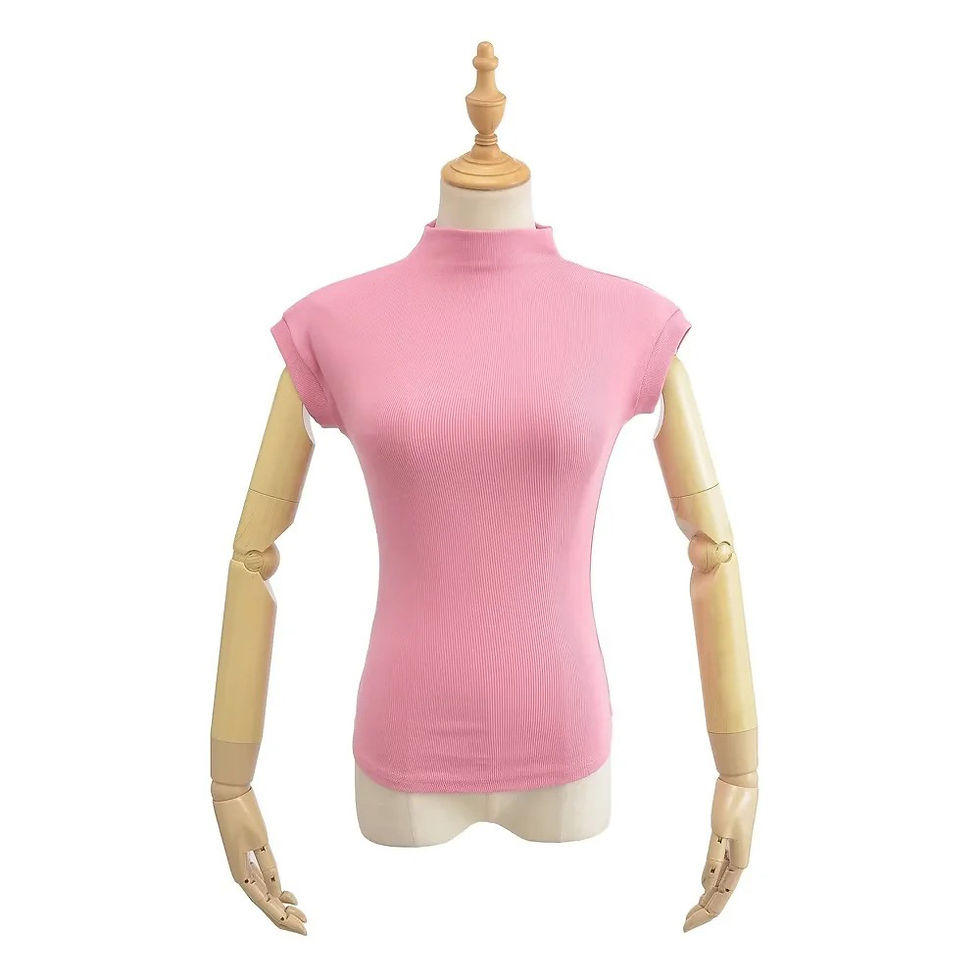 Thumbnail: Women Summer Sexy Turtleneck Sleeveless T-Shirts Tops Solid Slim Fit Pullovers C