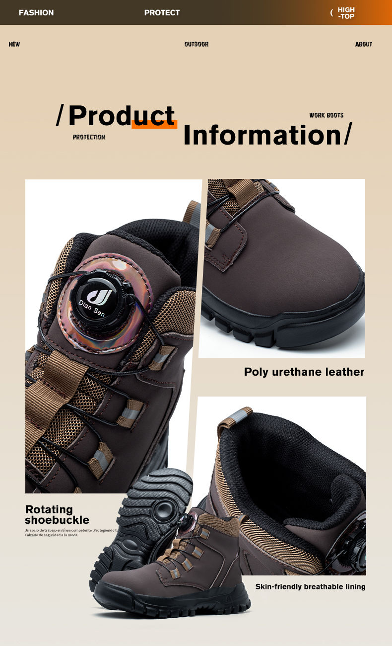 Thumbnail: Waterproof Safety Boots Men Indestructible Steel Toe Work Boots Anti-smash Stab-