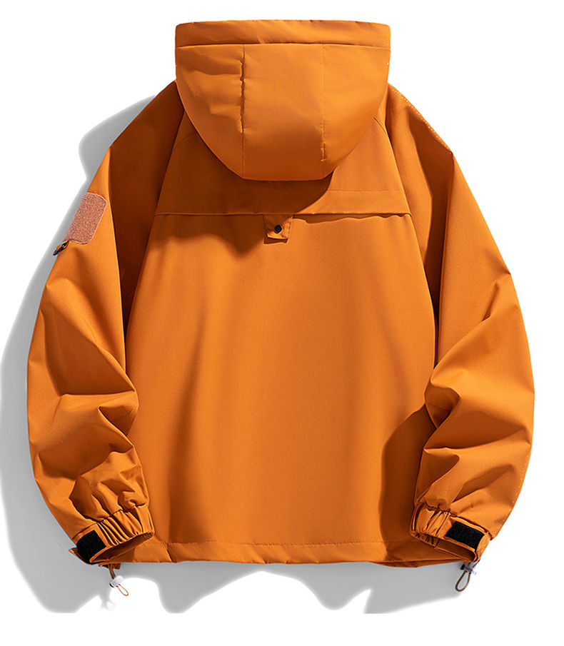 Thumbnail: Windbreakers Men Hooded Jacket Zipper Coat Cargo Waterproof Black Bomber Camping