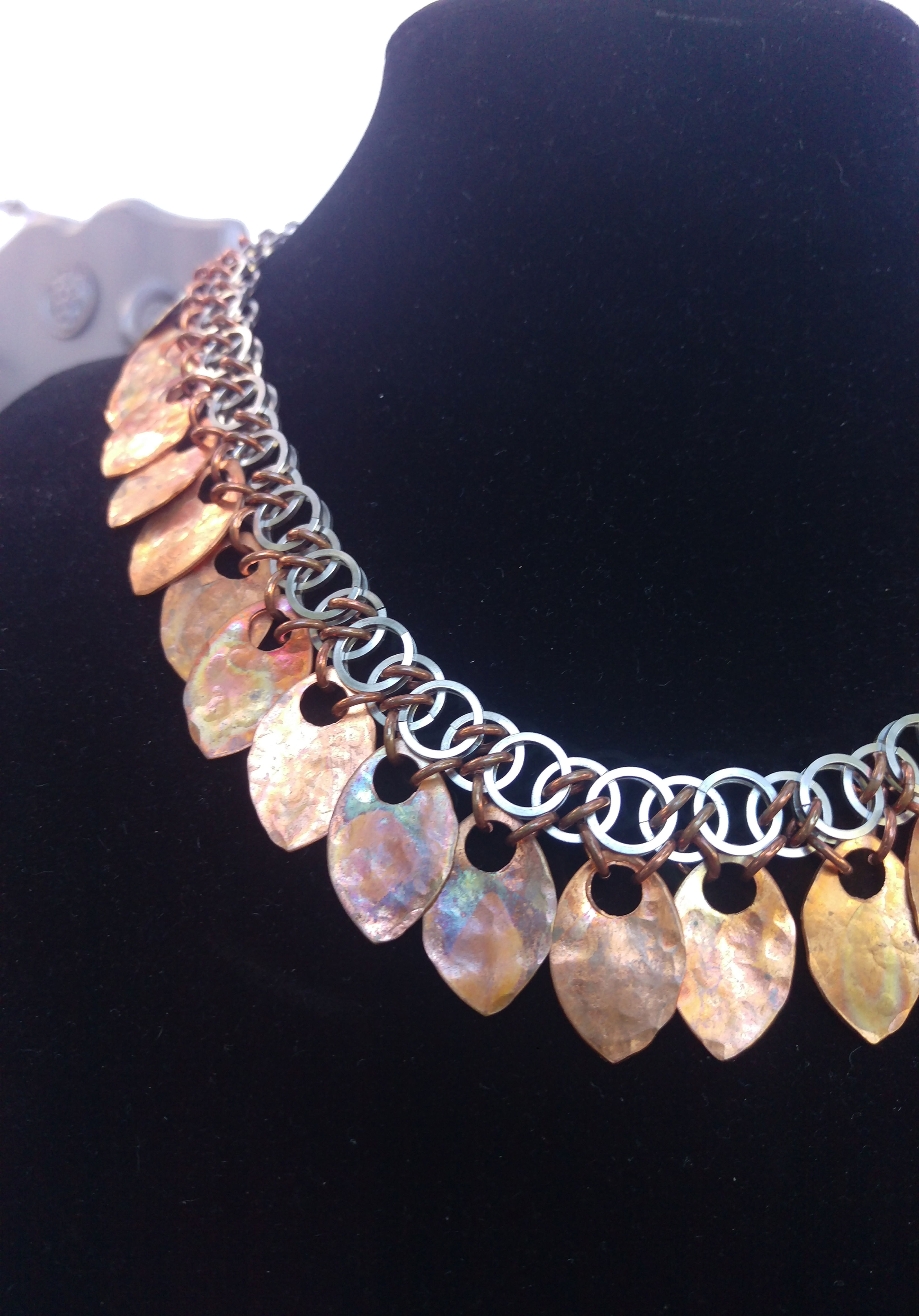 Flame-Painted Copper Scale Necklace